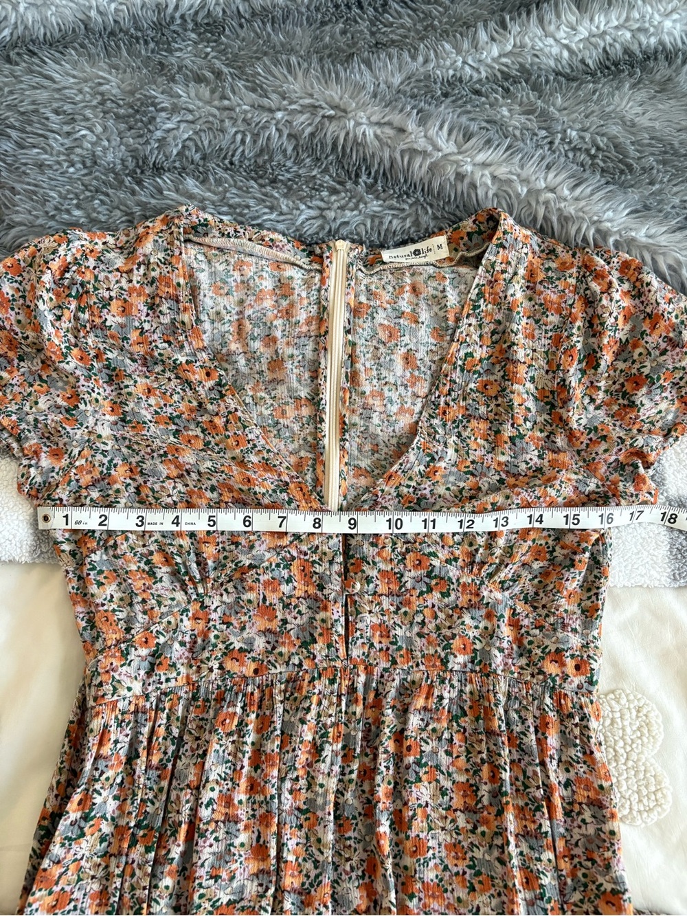 NATURAL LIFE Cottagecore Boho Orange Floral Tiered Maxi Dress Sz M - Picture 8 of 10